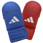 Luvas de Karate-Kumite Adidas Vermelho e Azul Homologados WKF sem polegar