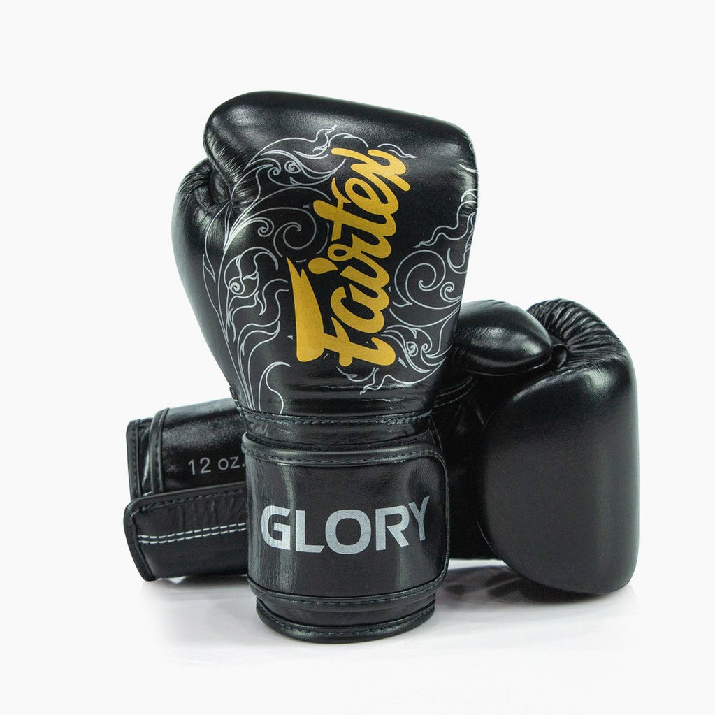 Luvas de Boxe Fairtex x Glory BGVG3 Preto-prata-Combat Arena