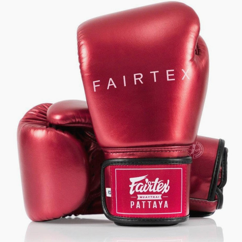Luvas de Muay Thai Fairtex Metálico BGV22 Vermelho – Combat Arena