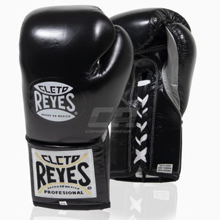 Luvas de Boxe Cleto Reyes Professional CB2 Preto-Prata com atacadores