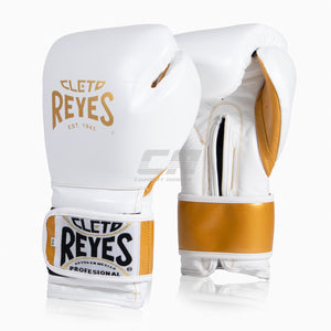 Luvas de Boxe Cleto Reyes Sparring CE6 Branco-ouro Edição Especial