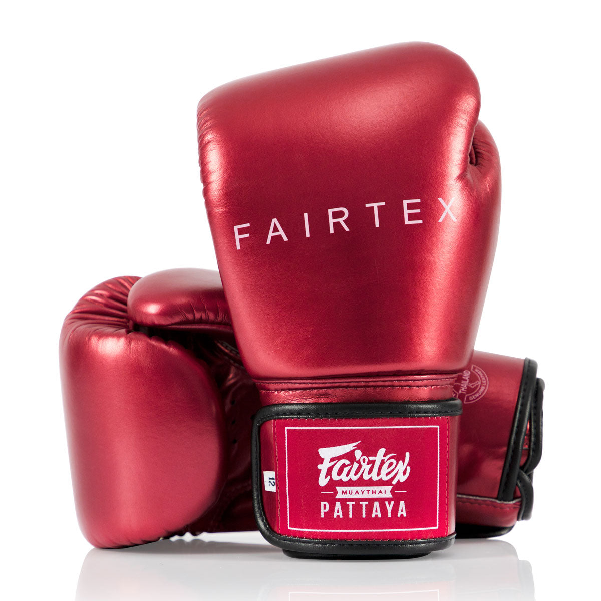 Luvas de Muay Thai Fairtex Metálico BGV22 Vermelho