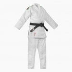 Fato judo branco Adidas J730 Champion III IJF slim listras Itália