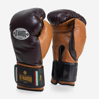 Luvas de Boxe Di Nardo com Velcro 12 Oz Borgonha-conhaque-vintage-Combat Arena