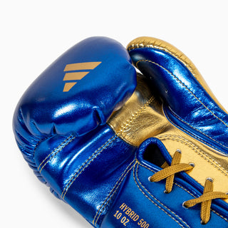 Luvas de Boxe Adidas Hybrid 500 Prós e contras Atacadores Azul-dourado 