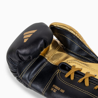 Luvas de Boxe Adidas Hybrid 500 Pro com Atacadores Preto-dourado 