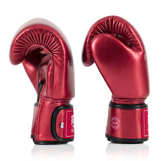 Luvas de Muay Thai Fairtex Metálico BGV22 Vermelho 