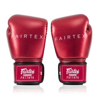 Luvas de Muay Thai Fairtex Metálico BGV22 Vermelho 