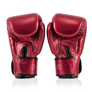 Luvas de Muay Thai Fairtex Metálico BGV22 Vermelho 