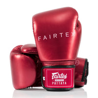 Luvas de Muay Thai Fairtex Metálico BGV22 Vermelho 