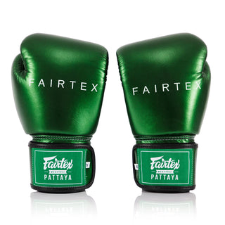Luvas de Muay Thai Fairtex Metálico BGV22 Verde 