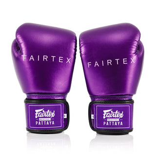 Luvas de Muay Thai Fairtex Metálico BGV22 Roxo 