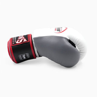 Luvas de Muay Thai Twins Special BGVL3 Preto-branco-cinza 
