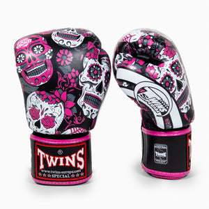 Luvas de Muay Thai Twins Special FBGVL 3 Skull Rosa 