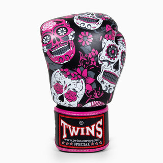 Luvas de Muay Thai Twins Special FBGVL 3 Skull Rosa 