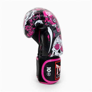 Luvas de Muay Thai Twins Special FBGVL 3 Skull Rosa 