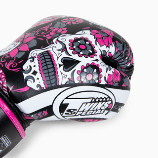 Luvas de Muay Thai Twins Special FBGVL 3 Skull Rosa 