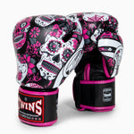 Luvas de Muay Thai Twins Special FBGVL 3 Skull Rosa 