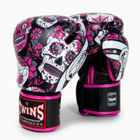 Luvas de Muay Thai Twins Special FBGVL 3 Skull Rosa 