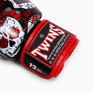 Luvas de Muay Thai Twins Special FBGVL 3 Skull Vermelho 