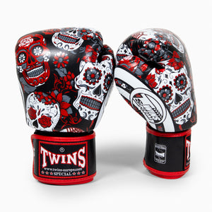Luvas de Muay Thai Twins Special FBGVL 3 Skull Vermelho 