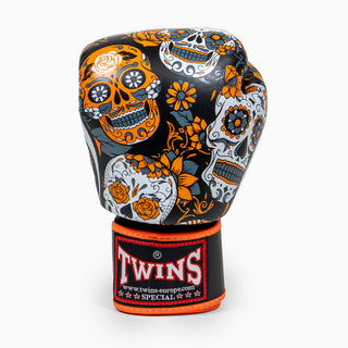 Luvas de Muay Thai Twins Special FBGVL 4 Skull Laranja 