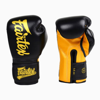 Luvas de Muay Thai Fairtex Super Sparring BGV18 Preto-ouro 