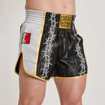 Calções kick-thai Leone IUTER Barbed Wire AB05IU Preto-Combat Arena