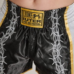 Calções kick-thai Leone IUTER Barbed Wire AB05IU Preto-Combat Arena