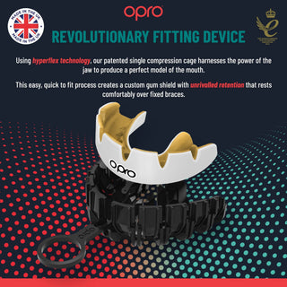 Paradenti Opro Instant Custom-Fit per apparecchio Nero-bianco-Combat Arena