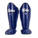 Caneleiras Fairtex Competição SP5 com proteção para os pés Azul 