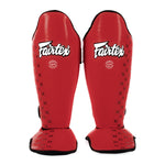 Caneleiras Fairtex Competição SP5 com protetor de pés Vermelho 