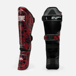 Caneleiras Leone Urban Fighter PT118 camuflado vermelho-preto 