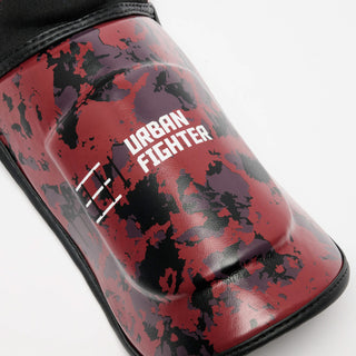 Caneleiras Leone Urban Fighter PT118 camuflado vermelho-preto 