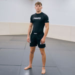 Rashguard Manto Logo Dual maniche corte Nero-Combat Arena