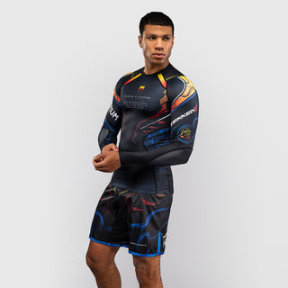 Rashguard Venum Tekken 8 Yoshimitsu mangas compridas Preto-laranja-Combat Arena