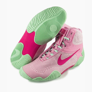 Sapatos de Luta-Wrestling Nike Tawa Rosa-verde-Combat Arena