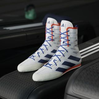 Sapatos de Boxe Adidas Box Hog 4 Branco-azul 
