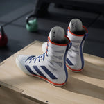 Sapatos de Boxe Adidas Box Hog 4 Branco-azul 