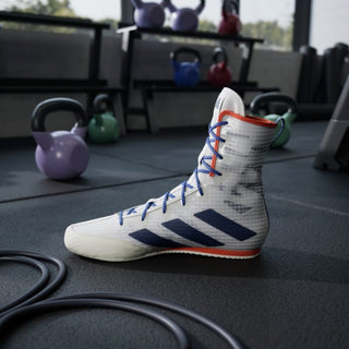 Sapatos de Boxe Adidas Box Hog 4 Branco-azul 