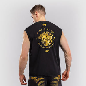 T-shirt sem mangas Venum x Mike Tyson Tiger Preto-dourado-Combat Arena