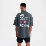 T-shirt Boxraw We Don't Play Boxing Oversize Cinza-rosa 