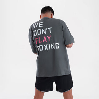 T-shirt Boxraw We Don't Play Boxing Oversize Cinza-rosa 