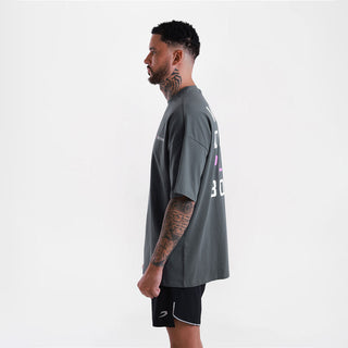 T-shirt Boxraw We Don't Play Boxing Oversize Cinza-rosa 