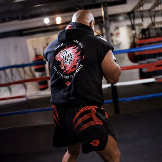 Colete sem mangas Venum x Mike Tyson Tiger com capuz Preto 