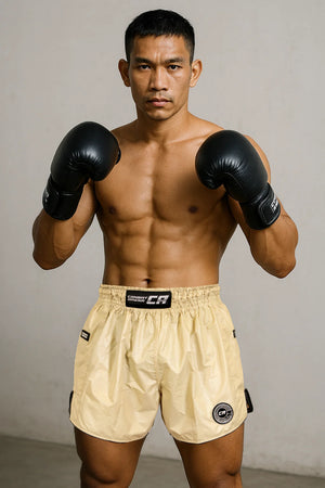 Calções de Kickboxing-Thai Combat Arena Light Tech Branco creme 